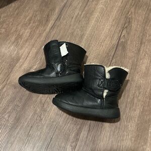 UGG Black Leather Baby Booties